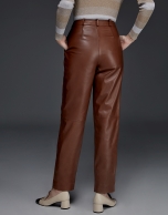 Beige leather pants