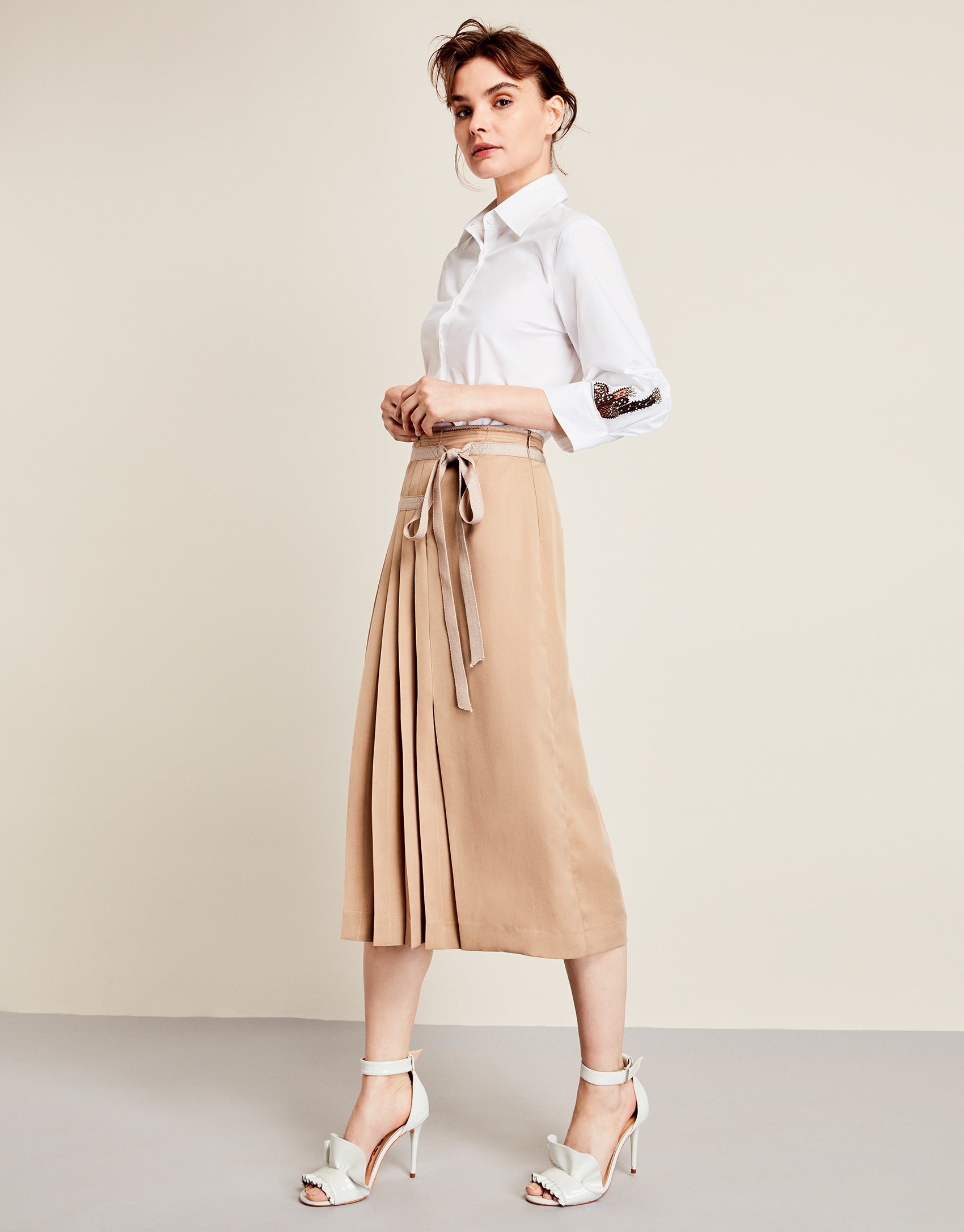 Pleated wrap-around skirt