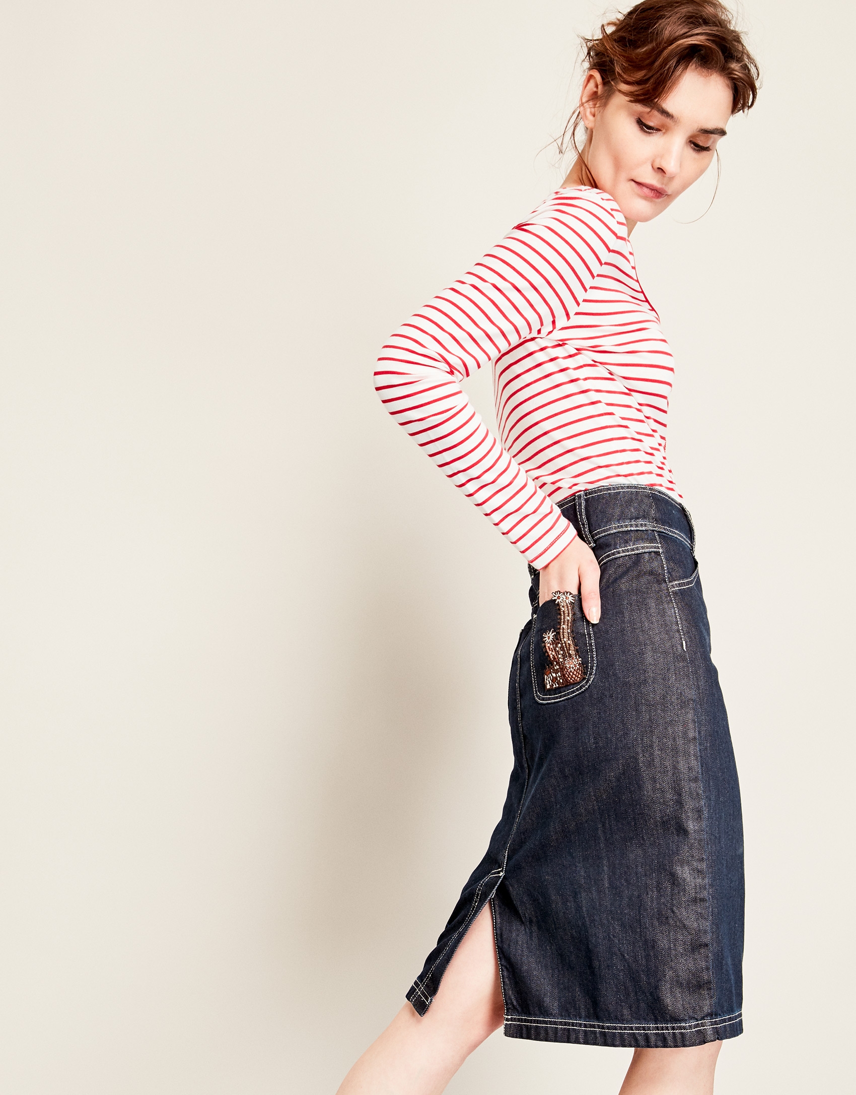 Jean skirt with patch