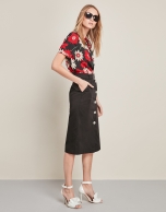 Long black buttoned down skirt