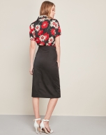 Long black buttoned down skirt