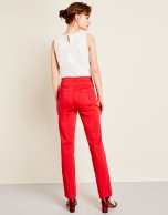 Red sport pants with five pockets