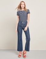 Indigo bell-bottomed jeans