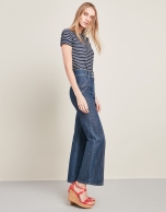 Indigo bell-bottomed jeans