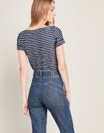 Indigo bell-bottomed jeans