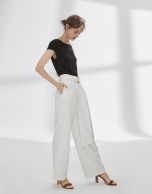 Beige palazzo pants with darts