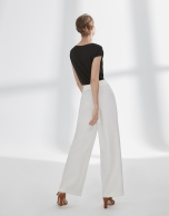 Beige palazzo pants with darts