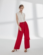 Red palazzo pants with darts