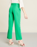 Green crepe pants