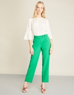 Green crepe pants