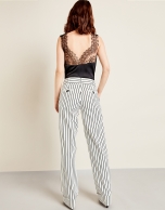 Beige pinstriped pants