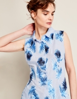 Blue embroidered shirtwaist top