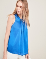 Blue satin top