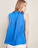 Blue satin top