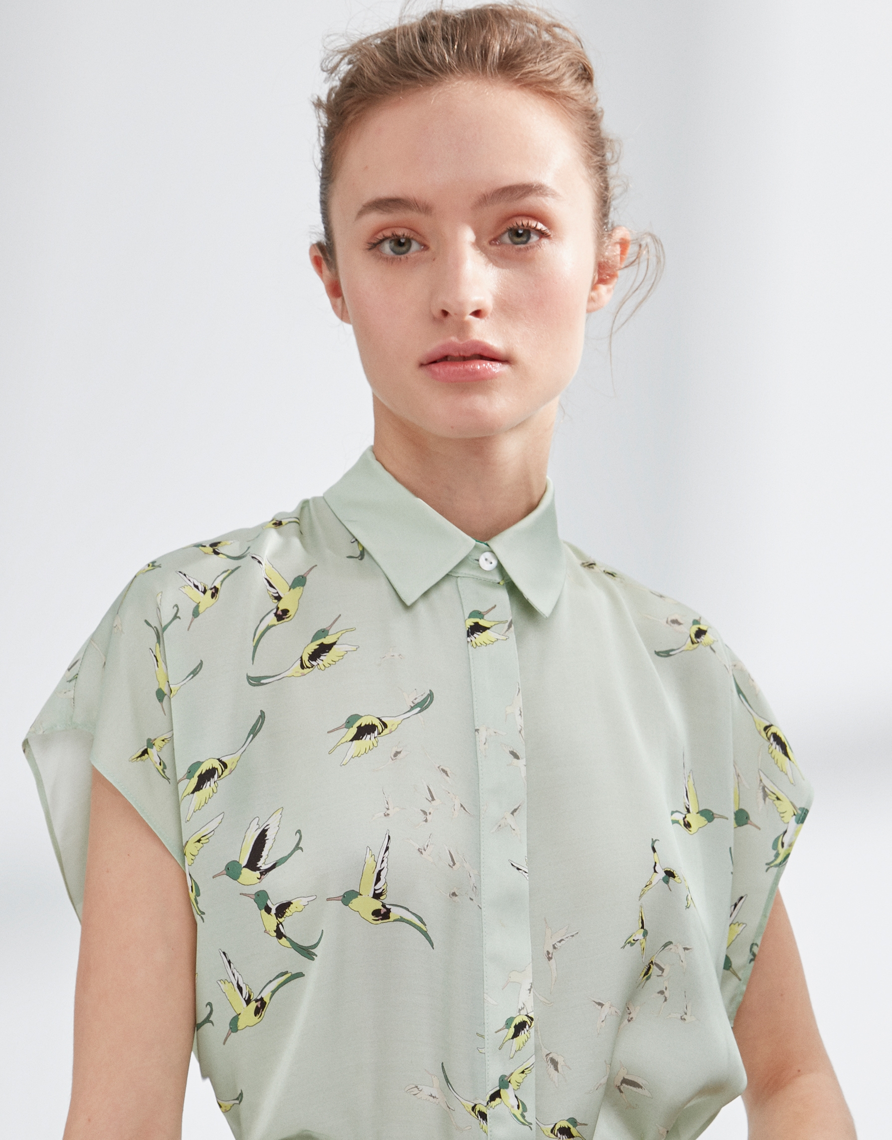 Green Japanese-style blouse