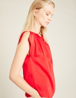 Red satin top with bow