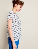 Beige top with fish print