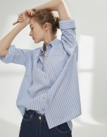 Blue striped loose shirt