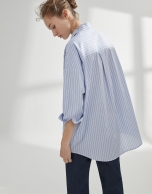 Blue striped loose shirt