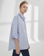 Blue striped loose shirt