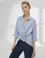 Blue striped loose shirt