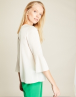 Beige top with flounce sleeves 