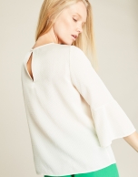 Beige top with flounce sleeves 