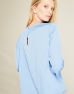 Blue top with flounce sleeves 