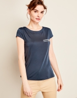 Cobalt blue satiny knit t-shirt