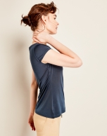 Cobalt blue satiny knit t-shirt