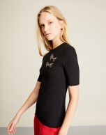 Black t-shirt with fish print