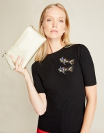 Black t-shirt with fish print