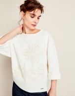 Beige print sweatshirt