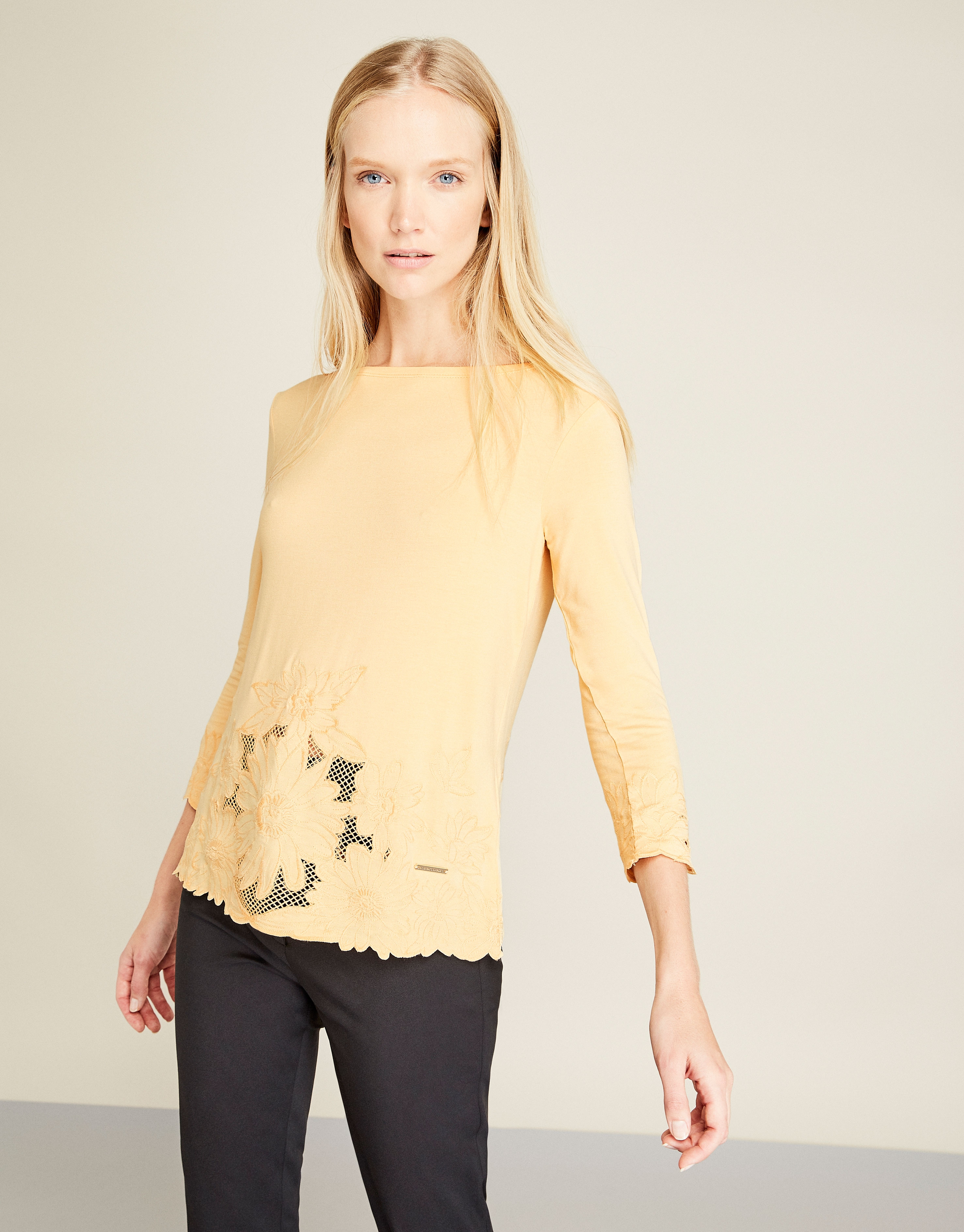 Yellow embroidered top