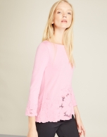 Pink embroidered top