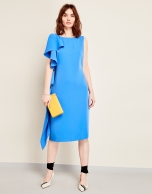 Blue asymmetric dress with flounce