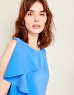 Blue asymmetric dress with flounce