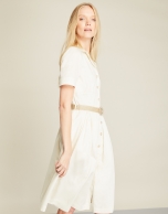 White gathered shirtwaist dress