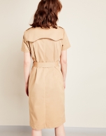 Mink-colored, elastic cotton, shirtwaist dress