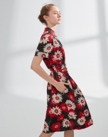 Print shirtwaist dress with gathered front