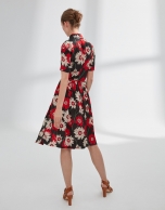 Print shirtwaist dress with gathered front