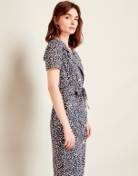 Print elastic cotton shirtwaist dress