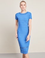 Blue mid-length knit dress