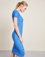 Blue mid-length knit dress