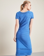 Blue mid-length knit dress