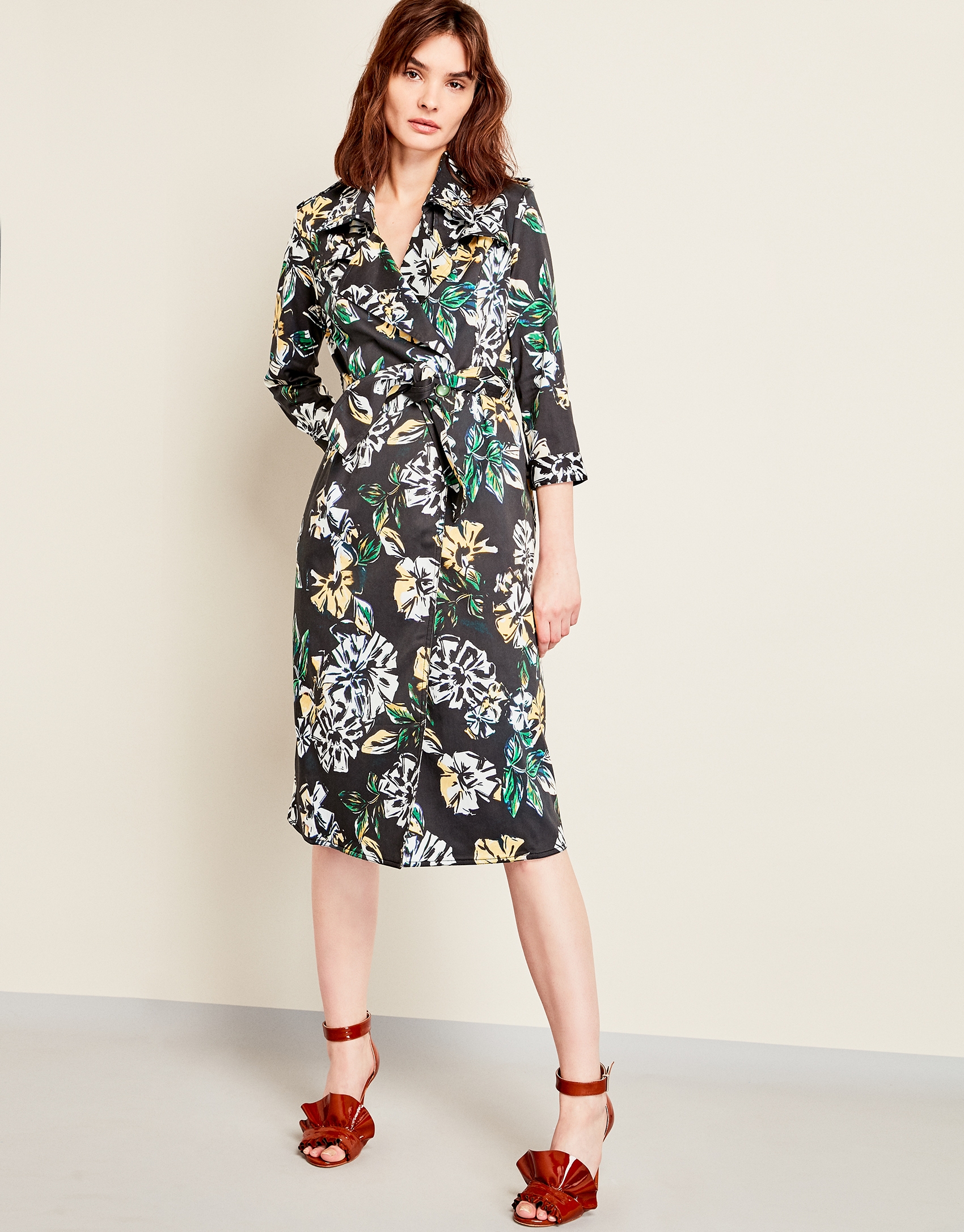 Floral print shirtwaist dress