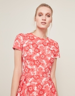 Jacquard dress with red flowers