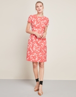 Jacquard dress with red flowers