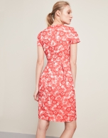 Vestido jacquard flores rojas