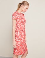 Jacquard dress with red flowers